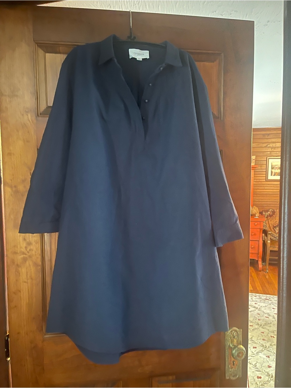 Pomander Place Black/Navy Collared A-Line Dress